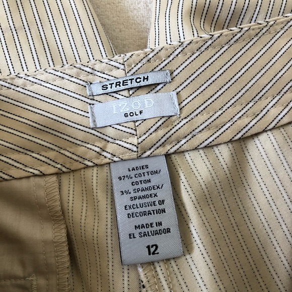 Izod Golf Striped Pattern Capri Stretch Pants - Picture 5 of 7